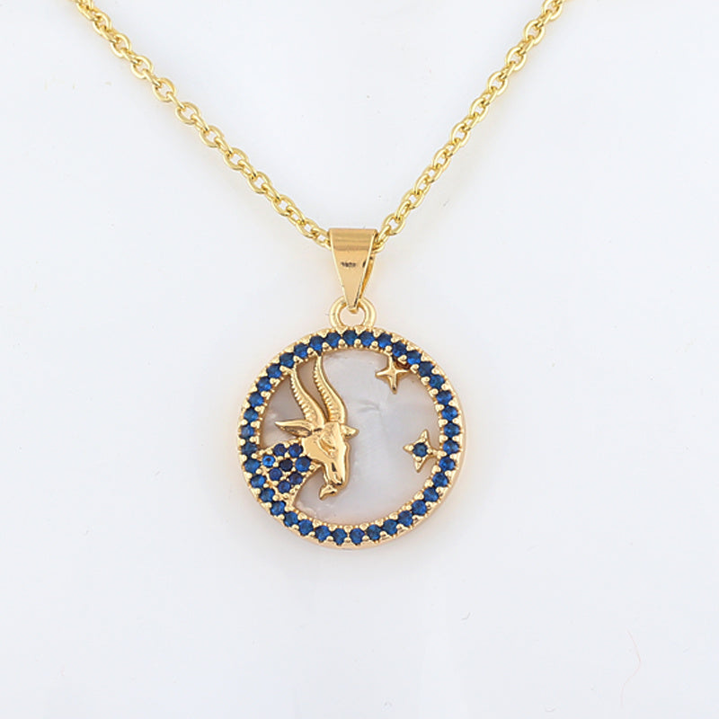cmoonry 12 Colors CZ Constellations Necklace For Women Men & Girl Cubic Zirconia Horoscope Zodiac Sign Necklace Lucky Jewelry