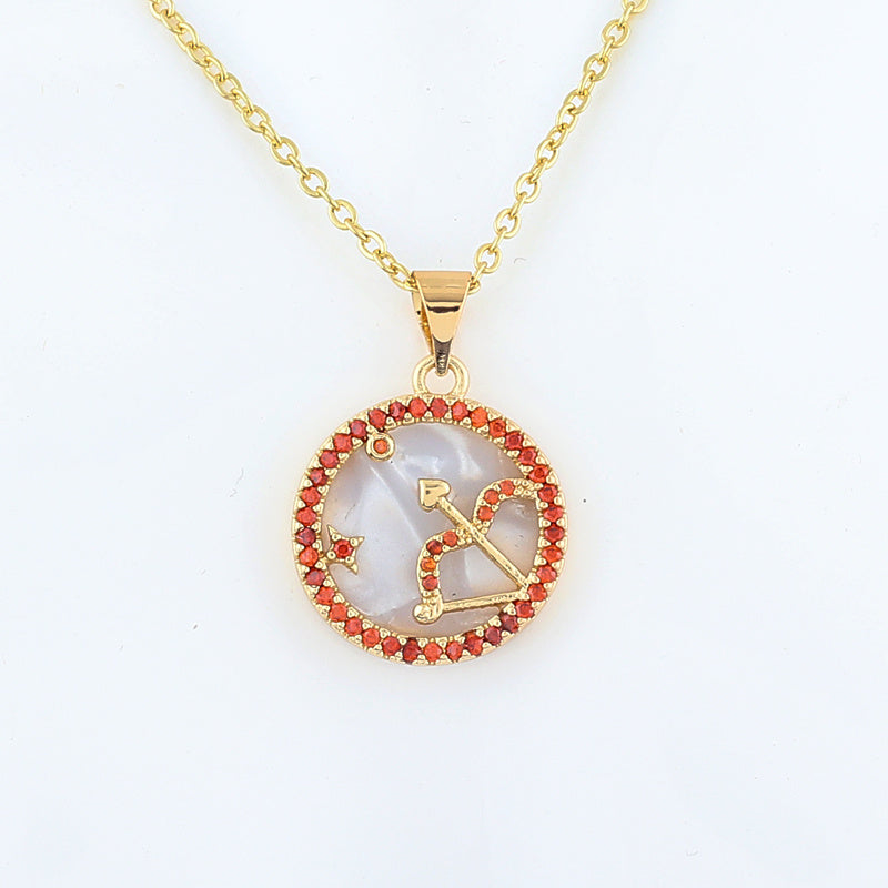 cmoonry 12 Colors CZ Constellations Necklace For Women Men & Girl Cubic Zirconia Horoscope Zodiac Sign Necklace Lucky Jewelry