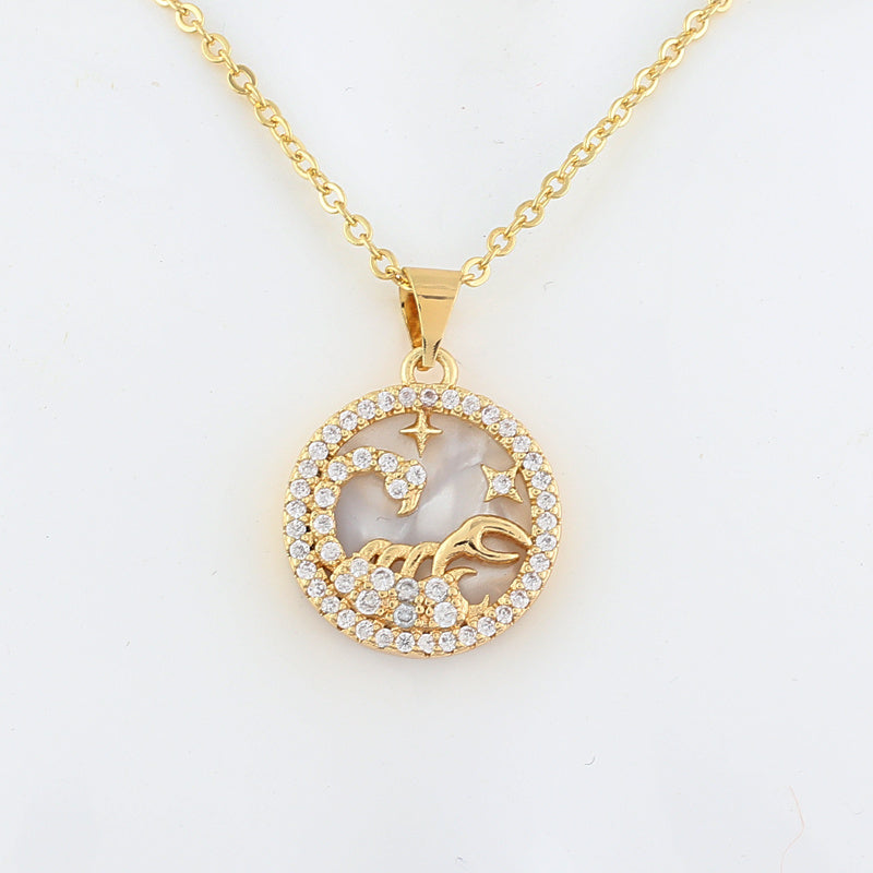cmoonry 12 Colors CZ Constellations Necklace For Women Men & Girl Cubic Zirconia Horoscope Zodiac Sign Necklace Lucky Jewelry