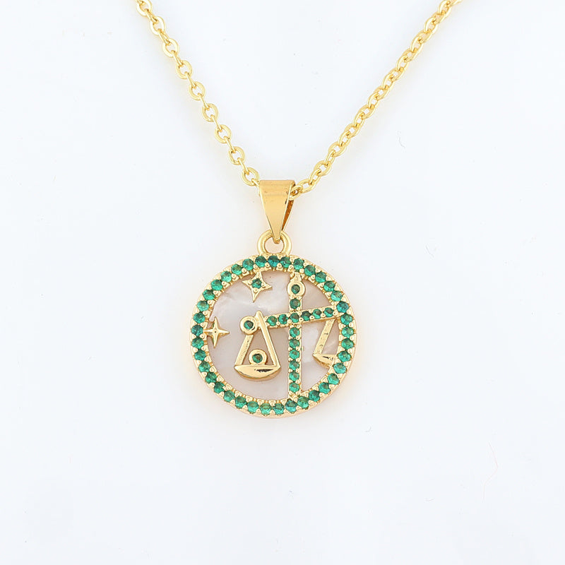cmoonry 12 Colors CZ Constellations Necklace For Women Men & Girl Cubic Zirconia Horoscope Zodiac Sign Necklace Lucky Jewelry