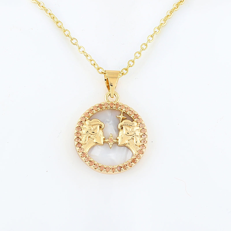 cmoonry 12 Colors CZ Constellations Necklace For Women Men & Girl Cubic Zirconia Horoscope Zodiac Sign Necklace Lucky Jewelry