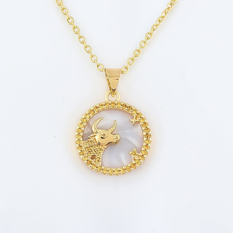 cmoonry 12 Colors CZ Constellations Necklace For Women Men & Girl Cubic Zirconia Horoscope Zodiac Sign Necklace Lucky Jewelry