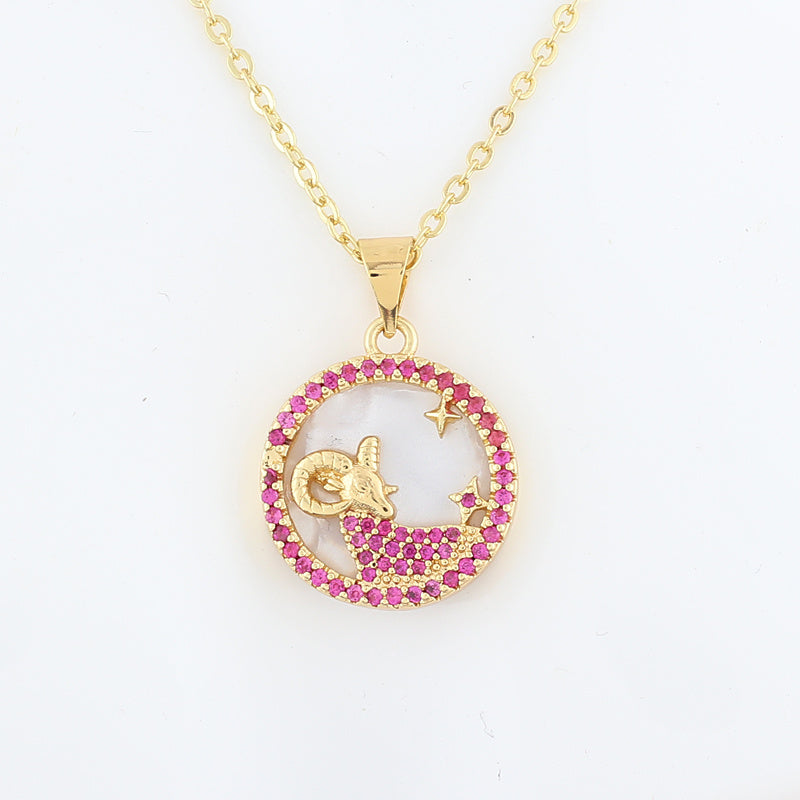cmoonry 12 Colors CZ Constellations Necklace For Women Men & Girl Cubic Zirconia Horoscope Zodiac Sign Necklace Lucky Jewelry