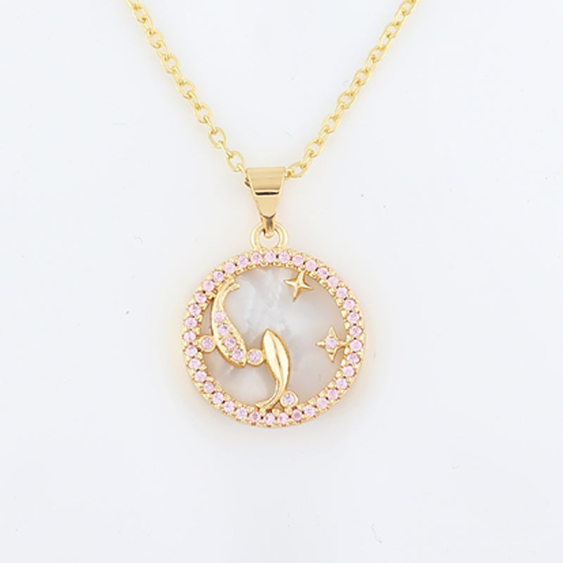 cmoonry 12 Colors CZ Constellations Necklace For Women Men & Girl Cubic Zirconia Horoscope Zodiac Sign Necklace Lucky Jewelry